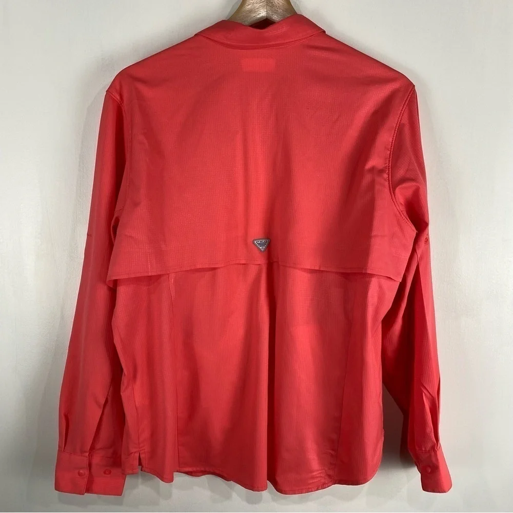Columbia: PFG‎ Outdoor Full Snap Up Down Windbreaker Jacket Coral Size Large